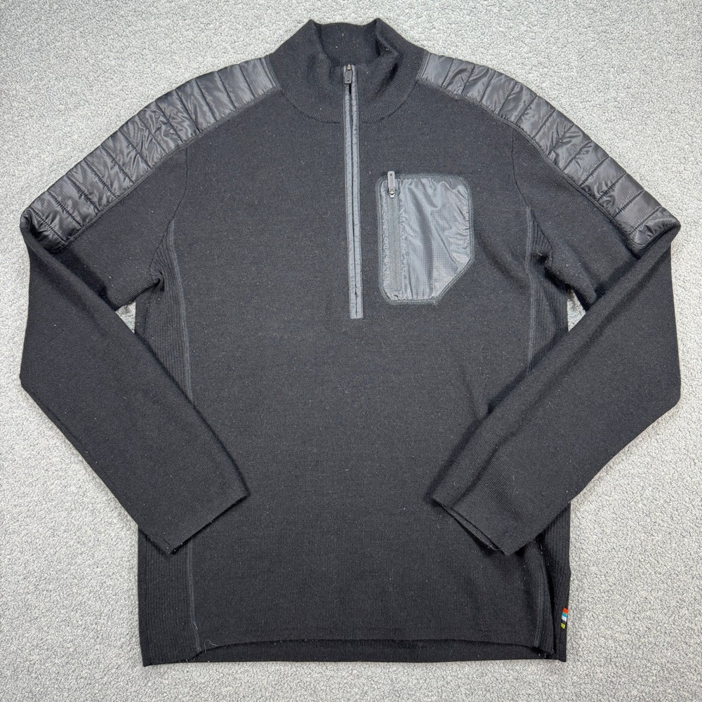Smartwool Sweater Men's Large Black Half Zip Merino Wool Ski Ninja Pullover